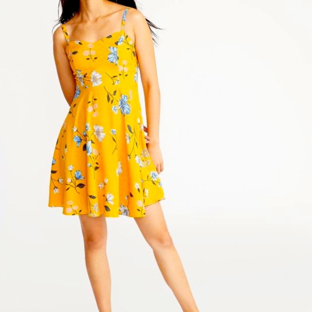 Old Navy Yellow Floral Fit and Flare dress